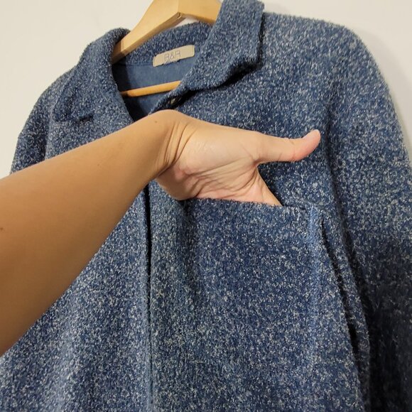 R&R Cozy Blue Fleece Collar Soft Comfy Button Down Cardigan Cottagecore Sweater - Picture 7 of 11